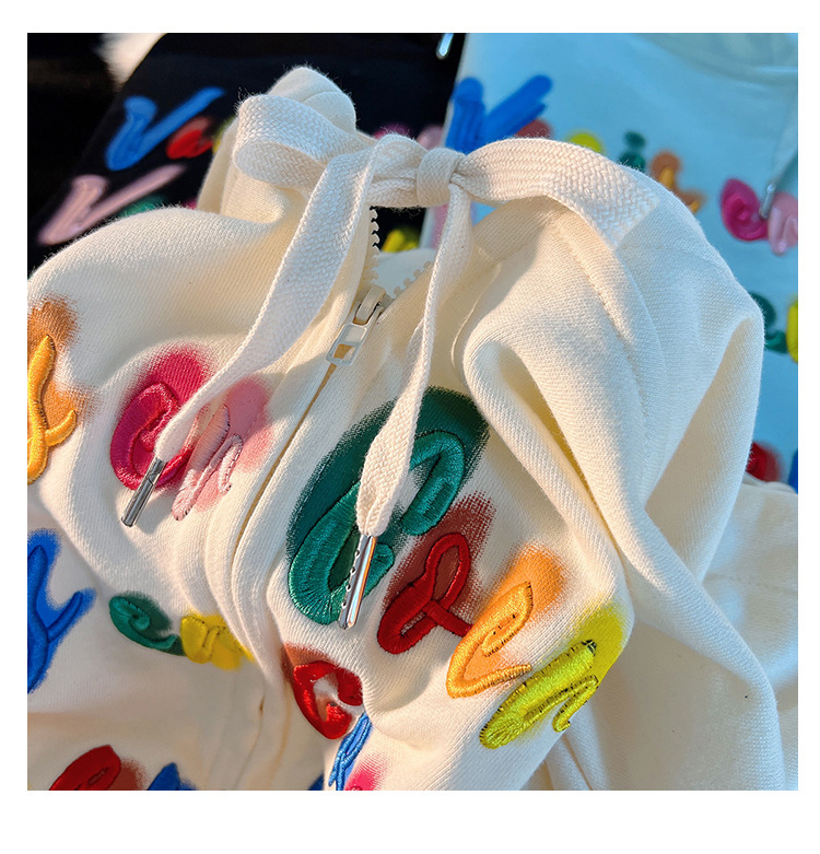 Letter Stickers Loose Couple Pullover Top Image 5