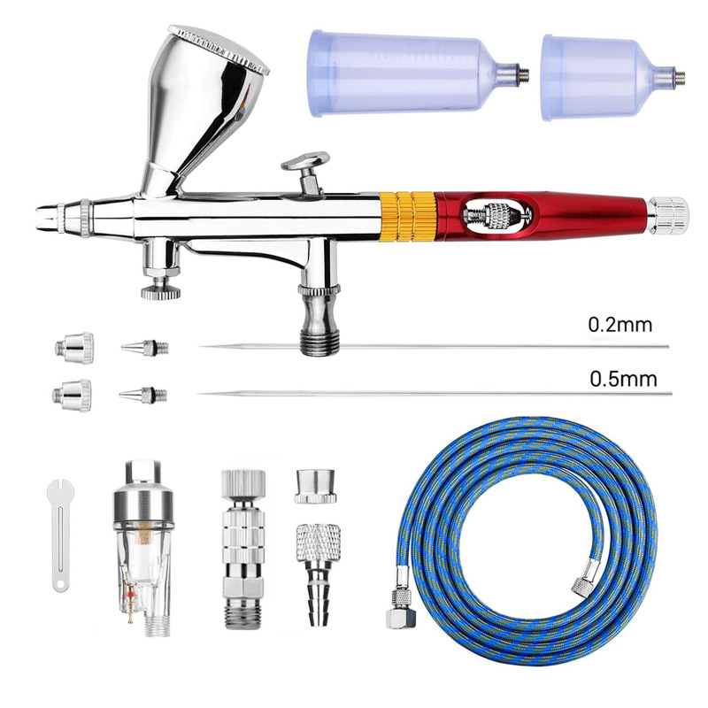 Multifunctional Airbrush Set Dual Action Airbrush with Crown Nozzle for Makeup Nail Art Shoes Tattoo Cake Toy Model