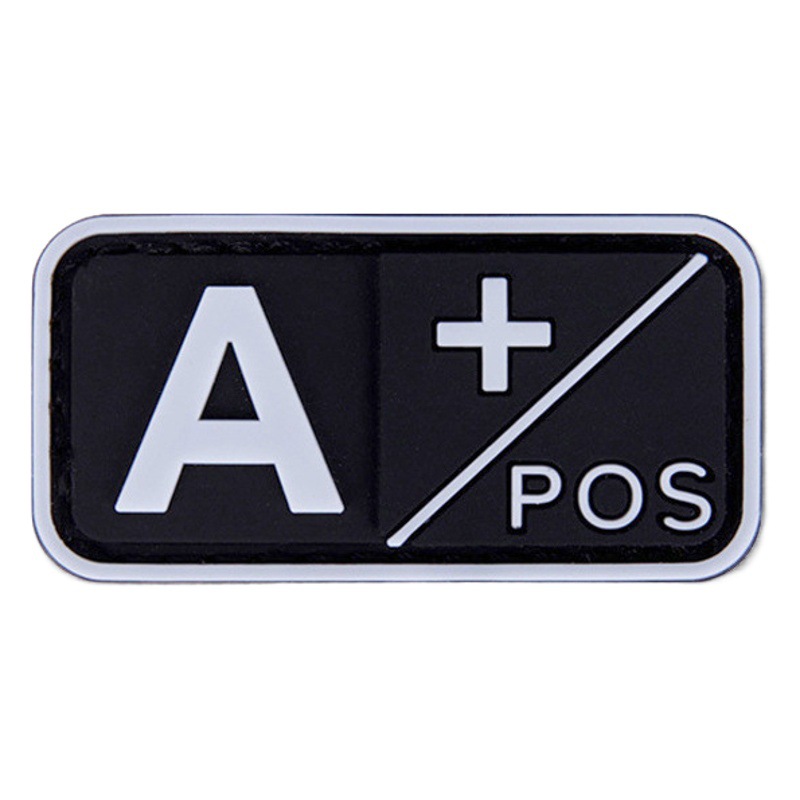 PVC de goma suave tipo de sangre tira de identificación táctica de Velcro 3D Parche de goma A AB O B + POS capítulo de tipo de sangre en stock