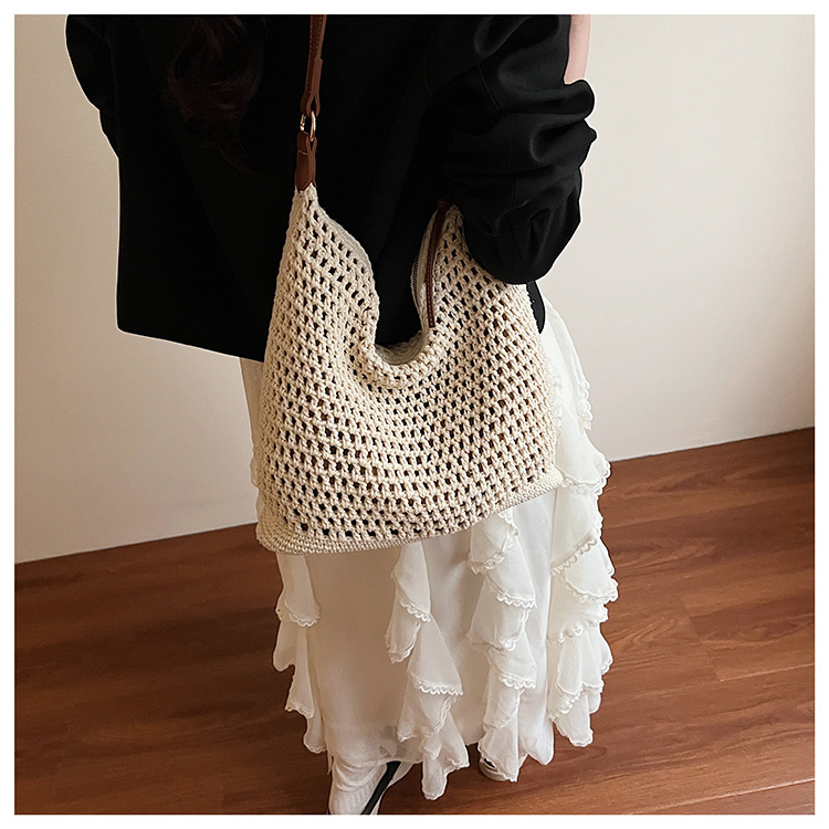 Summer versatile single-shoulder bags, trendy and fresh woven bags, seaside vacation beach bags, large-capacity travel bags undefined