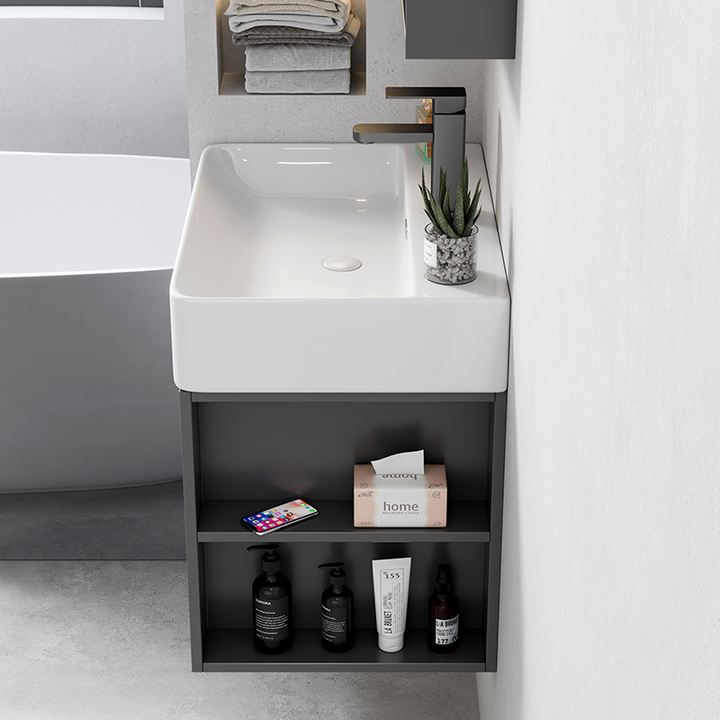 Ultra estrecha longitud 30cm de ancho montado en la pared lavabo gabinete combinación baño pequeño apartamento lavabo de cerámica