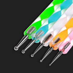 Point drill pen, flower drill pen, hook flower pen, metal rod double-headed stainless steel nail art set, five-piece nail tool