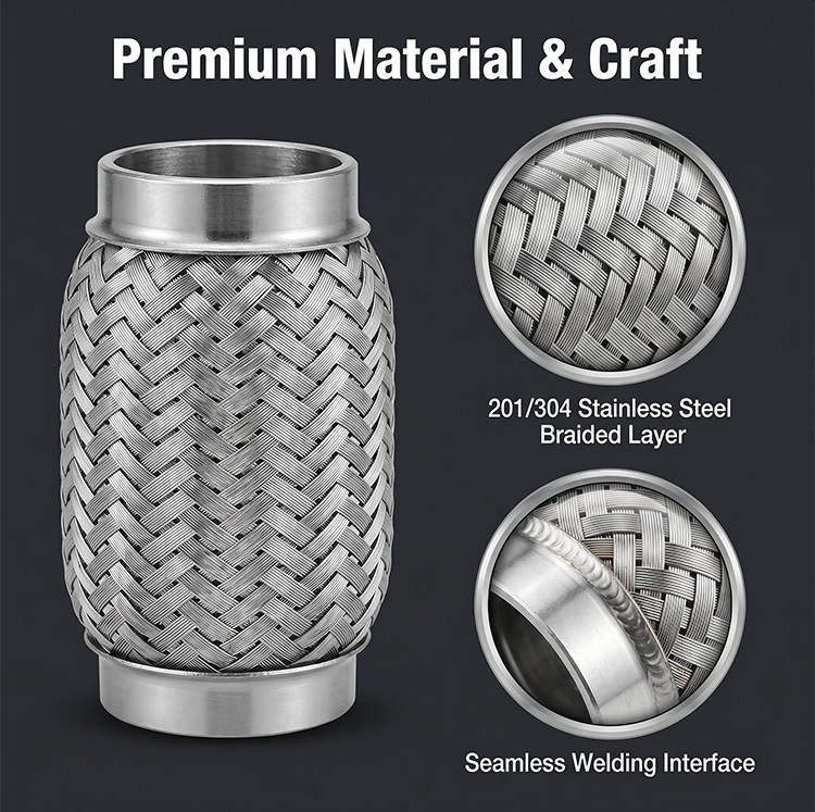 Stainless steel exhaust pipe for cars, modified universal exhaust braided hose 51/57/63/76mm