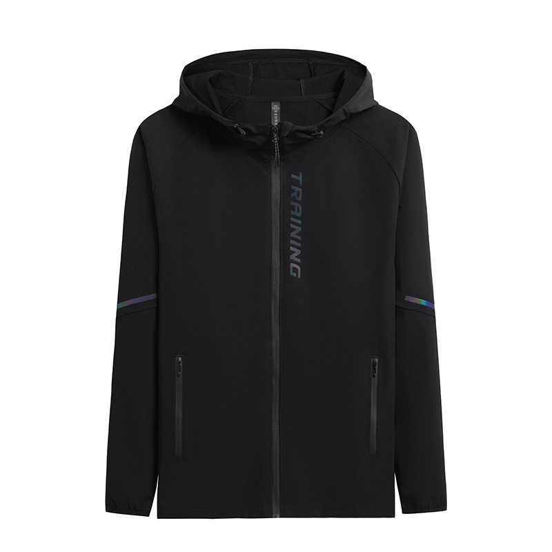 Otoño e Invierno con capucha chaqueta de deporte suéter de los hombres de secado rápido de manga larga al aire libre fitness correr casual cazadora en stock al por mayor