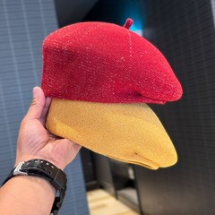 2025秋季帽子女款时尚百搭亮丝贝雷帽户外小香风不闷热报童帽现货