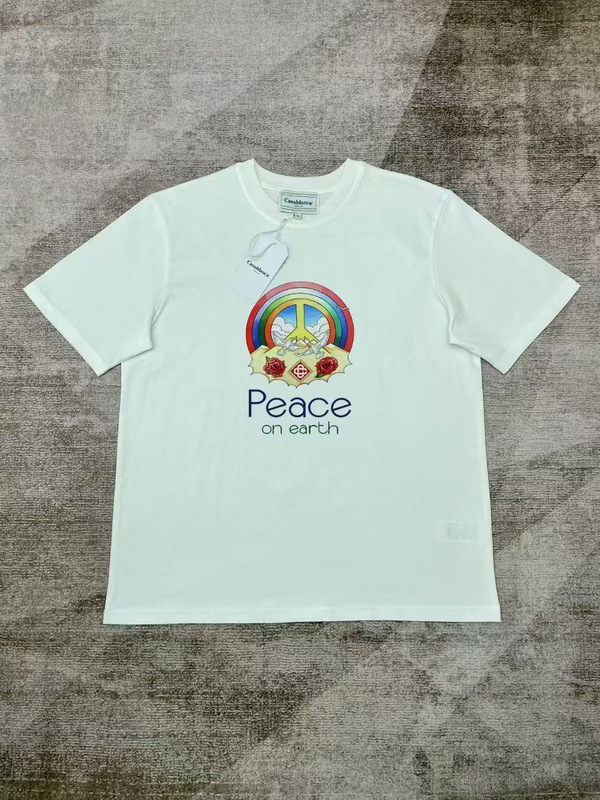 【260g】カサブランカプリント トレンド個性柄 メンズ レディース ゆったり半袖Tシャツ|undefined