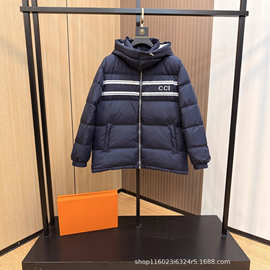 正确版本B家25FW新款1985织带LOGO提花连帽羽绒服保暖防风舒适INS