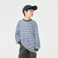 2025秋季童装新款男童帅气休闲长袖上衣儿童时尚条纹T恤宽松舒适