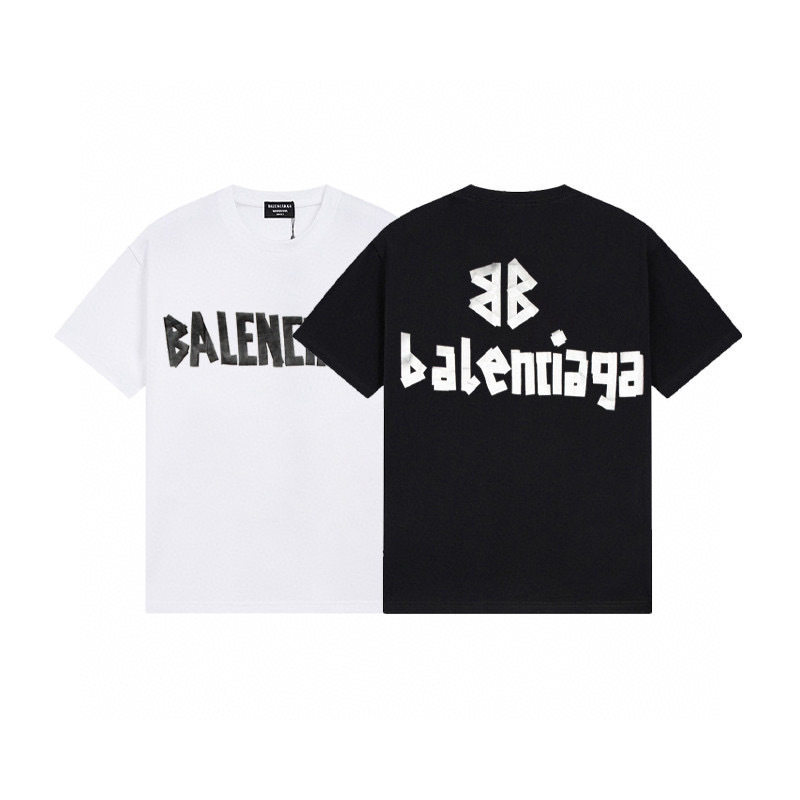 Cross-Border 2025 Summer New Style Combed Cotton Double Yarn Metallic Texture Tape Printed Logo Men's and Women's Trendy T-Shirts Cross-Border 2025 Summer New Style Combed Cotton Double Yarn Metallic Texture Tape Printed Logo Men's and Women's Trendy T-Shirts