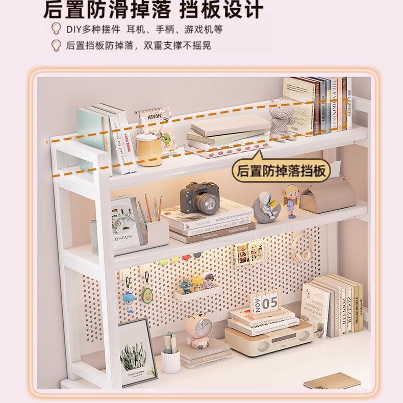 Escritorio de esquina de estilo crema, escritorio de aprendizaje para el hogar, estantería, escritorio de una pieza, tablero de agujero de esquina, escritorio de computadora de escritorio simple