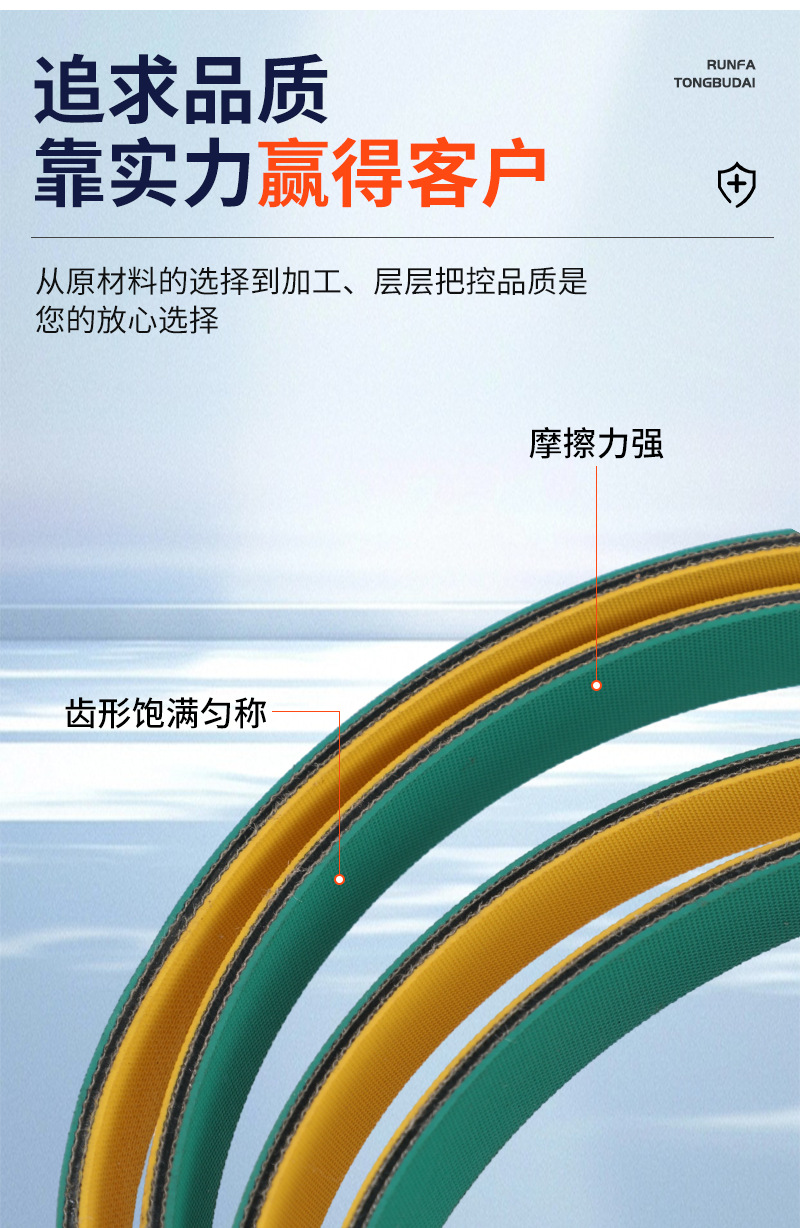 Nylon flat belt supply for textile printing, yellow-green industrial high-speed rubber transmission flat belt, annular flat belt