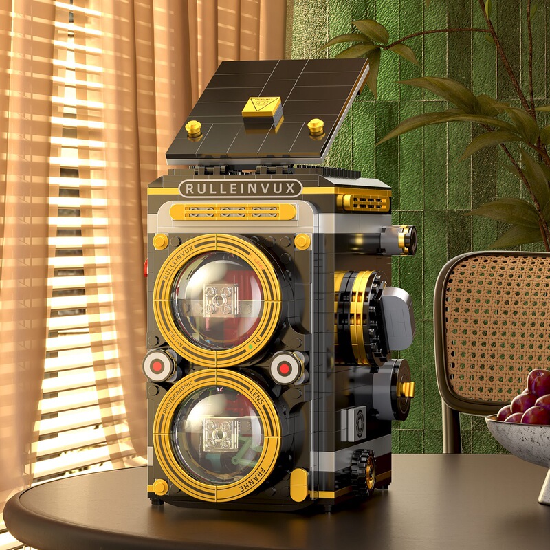 Cross-border Nostalgic Toy TV Refrigerator Camera Department Store Bookstore Model Microscale Ornaments Children's Assembled Building Blocks