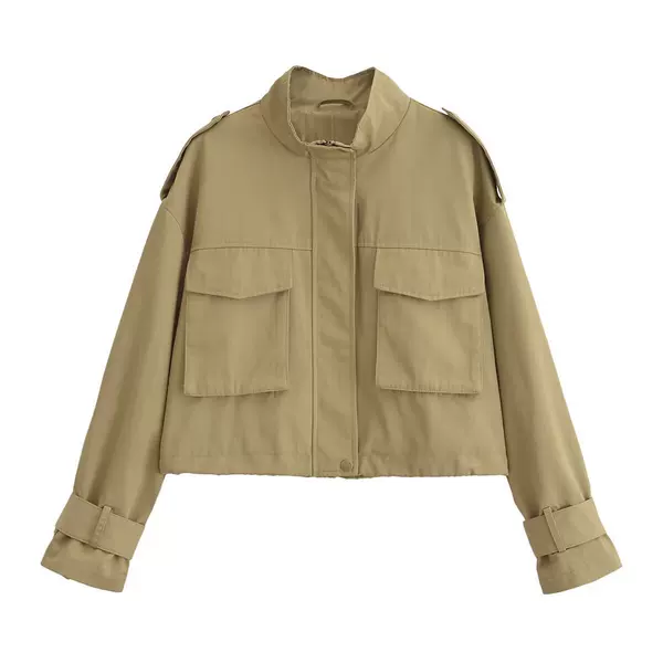 Cross-Border Wholesale European and American Style 2025 Autumn New Street Fashion Elegant Women's Large Pocket Decorated Jacket Jacket for Women