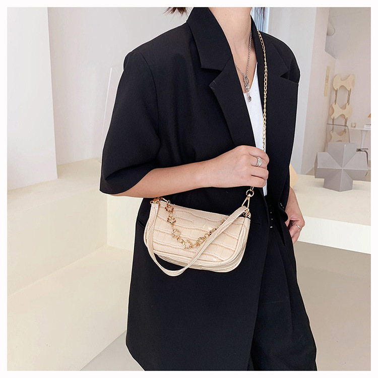 Simple Contrast Color Stone Texture Crossbody Small Square Bag display picture 8