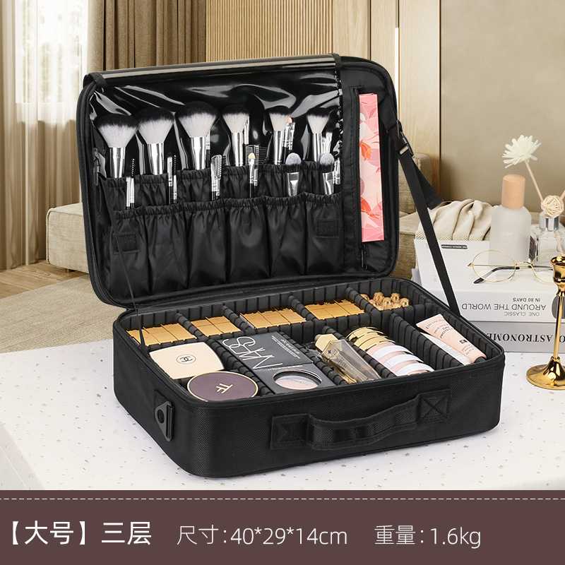 大容量化粧バッグ多層刺繍ネイルアートと化粧師化粧品収納バッグ携帯ツールバッグ|undefined