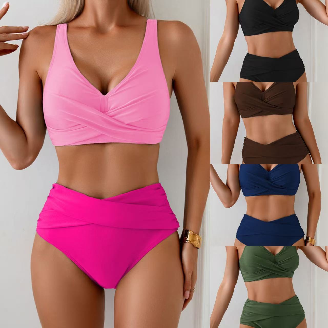 2025 New Amazon European and American Bikini High Waist Beach Hot Spring Swimsuit Bikini Sexy Split Swimsuit for Women