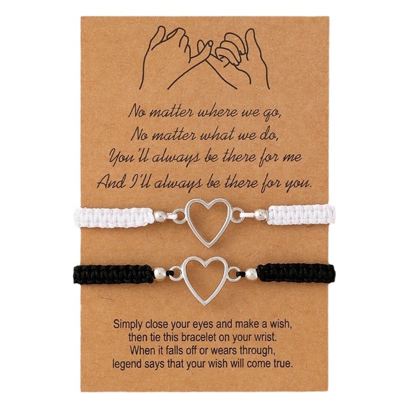 Pulsera tejida de amor transfronteriza, cuerda de aleación simple europea y americana, cuerda de mano de pareja de amistad ajustable, fábrica al por mayor