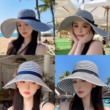 遮阳帽子女夏季2026新款遮脸大帽檐渔夫帽海边度假沙滩防晒太阳帽
