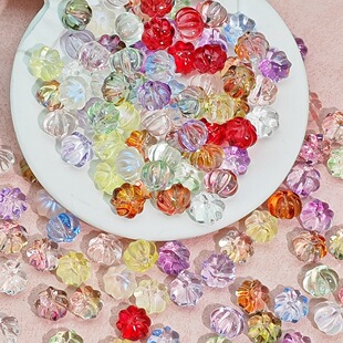 Acrylic Czech Glass Accessories Pumpkin Beads Straight Hole Beads DIY Handmade Bracelet Earrings Pendant Accessories