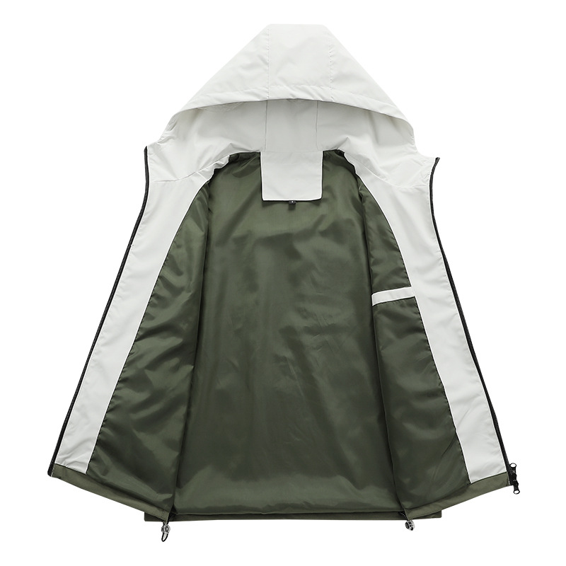 Primavera y otoño para hombres con una sola chaqueta casual de moda chaqueta de moda con capuchón impermeable chaqueta de una sola capa