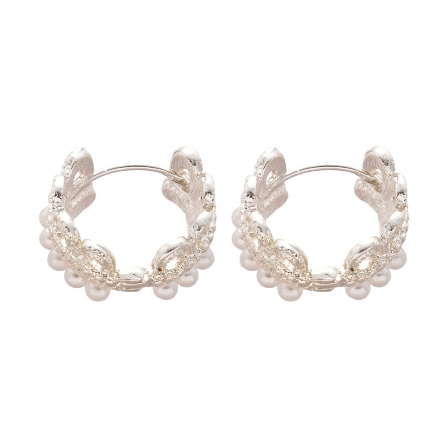 Corona encaje perla hebilla de oreja elegante francés aretes de lujo ligero pendiente de alta calidad sentido del diseño nicho