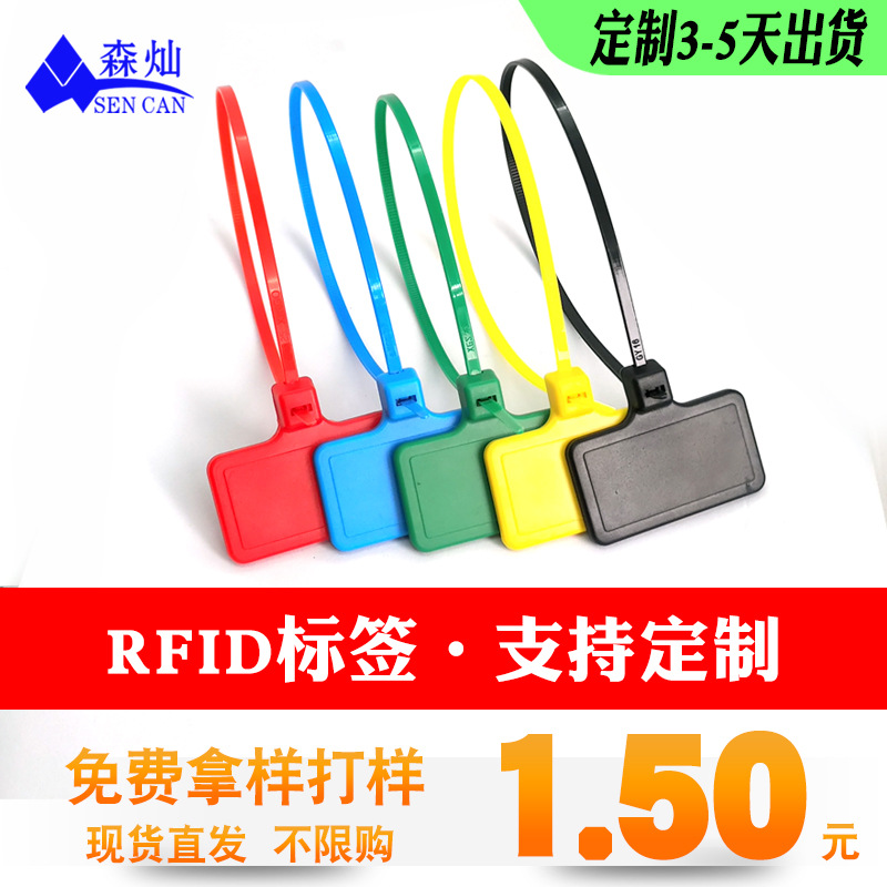 RFID 扎带标签超高频 H3标签扎带 超高频9610 T型 仓库集装箱扎带