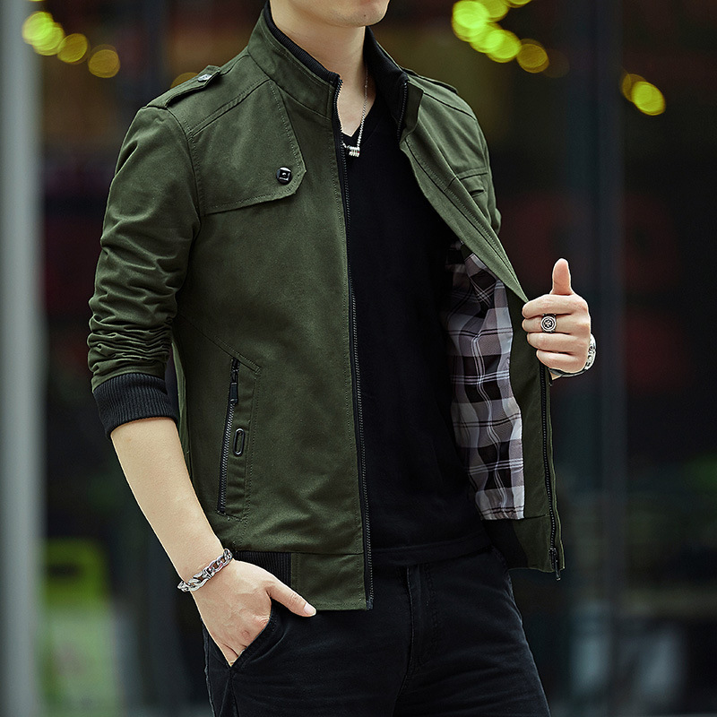 Autumn men's jacket Korean-style trendy slim fit raccoon men's cotton handsome sports casual workwear jacket trendy