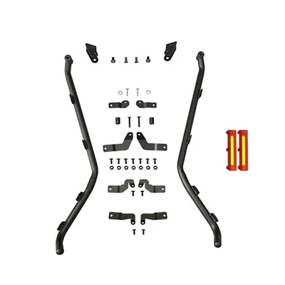 Motorcycle bumper | version, anti-fall and anti-collision protection bars - black-carbon-steel-spotlight-style-front-bumper-red-rubber