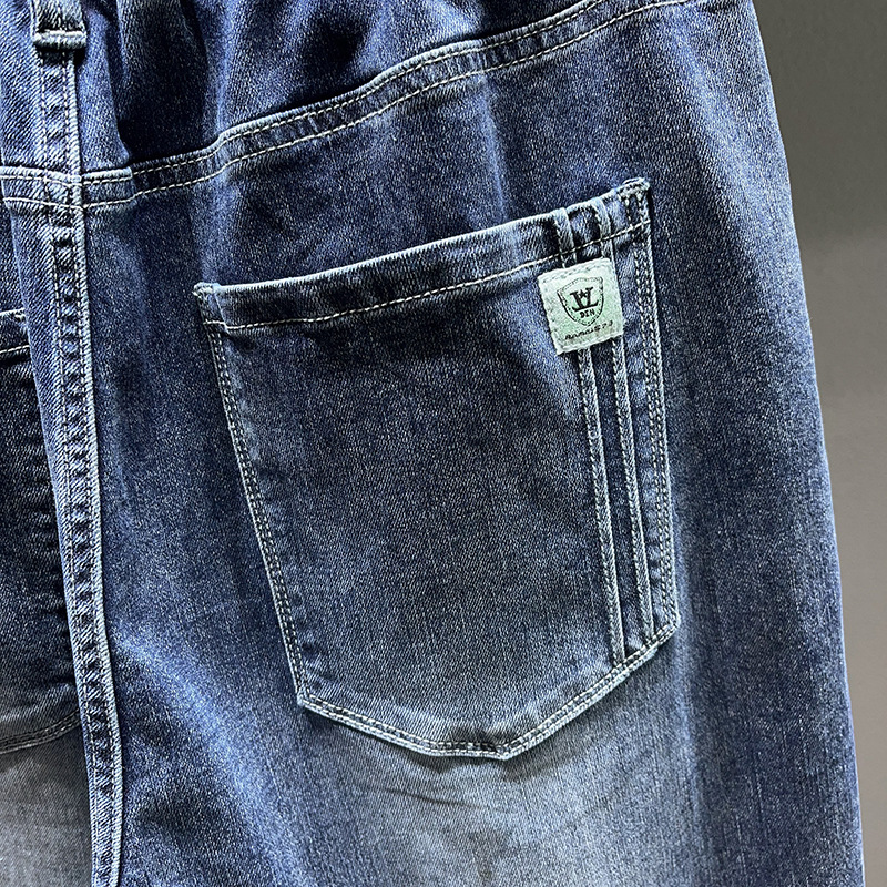 Spring/Summer American Fashion Brand Pants, Men's Thin Elastic Waist, Small Straight Leg Jeans, Men's Loose and Fat Plus Size Pants_voghion.com