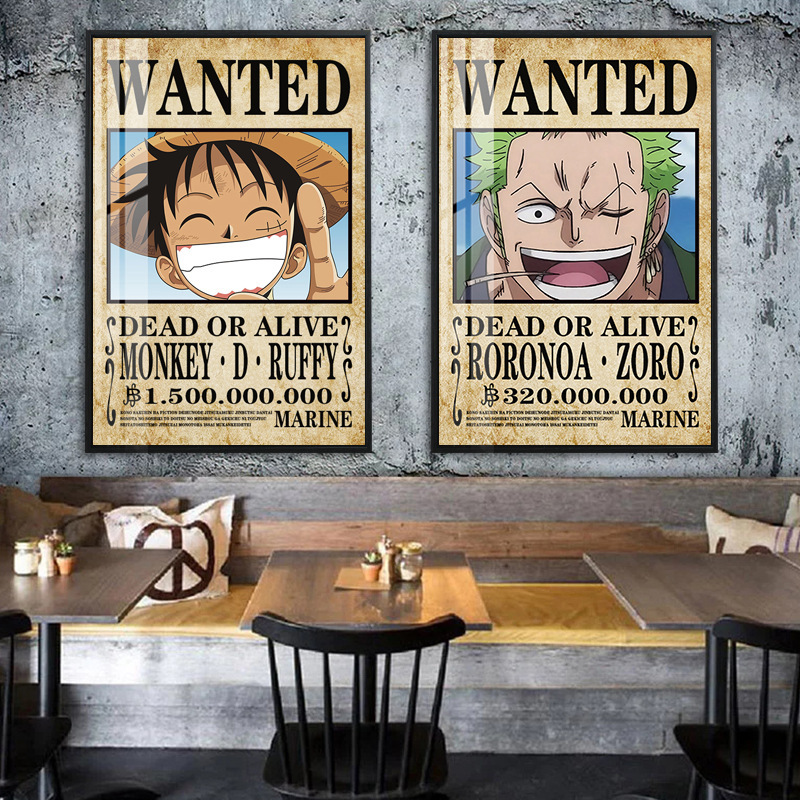 Bedroom Decorative Painting One Piece Hanging Painting Luffy Bounty Pirate Mural Poster for Living Room Commercial Animation Reward