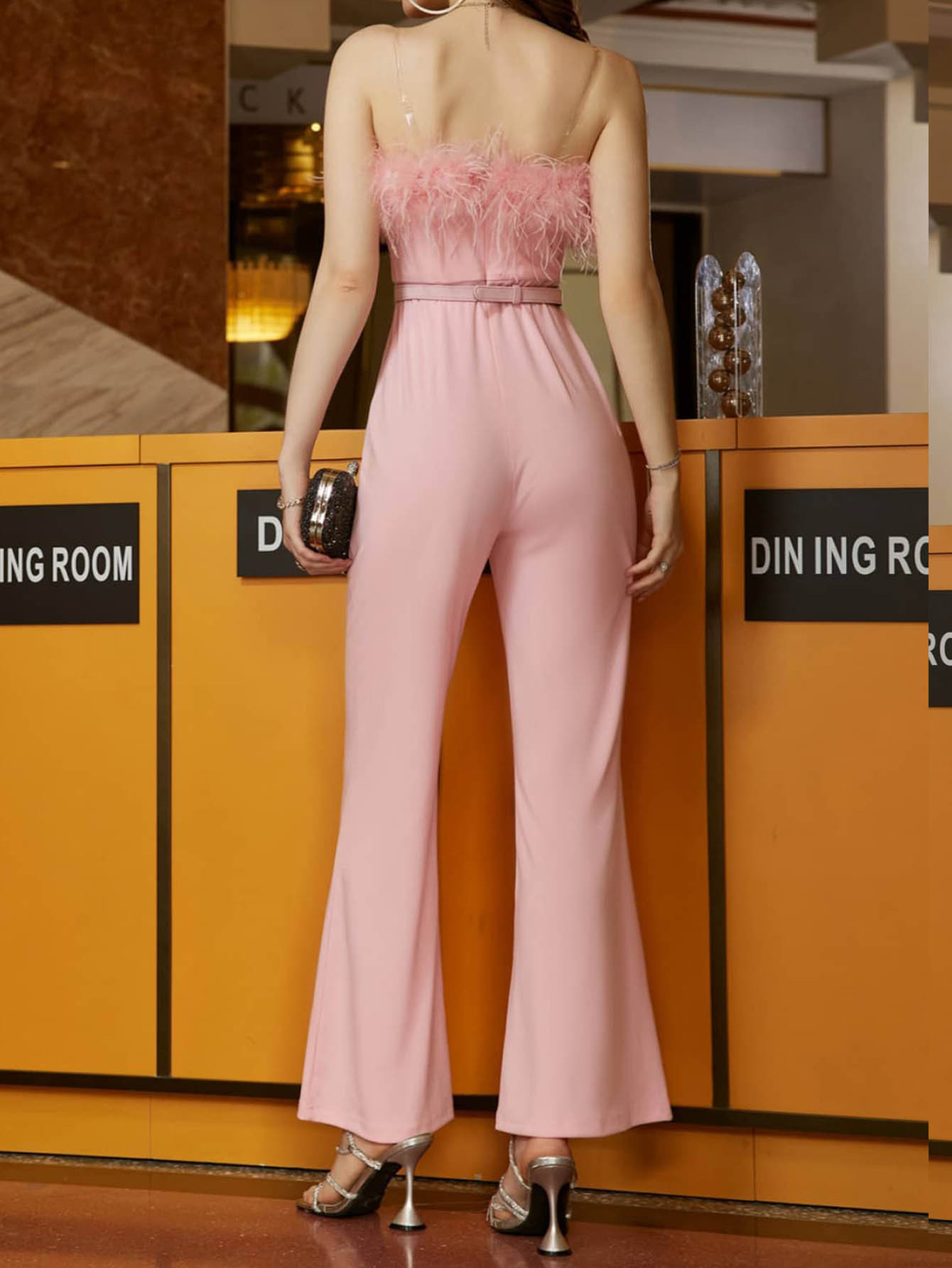 2023 de Europa y América del comercio Exterior ropa las nuevas mujeres Amazon envuelto pecho cuello piel cinturón delgado vestido pantalones mono image 4