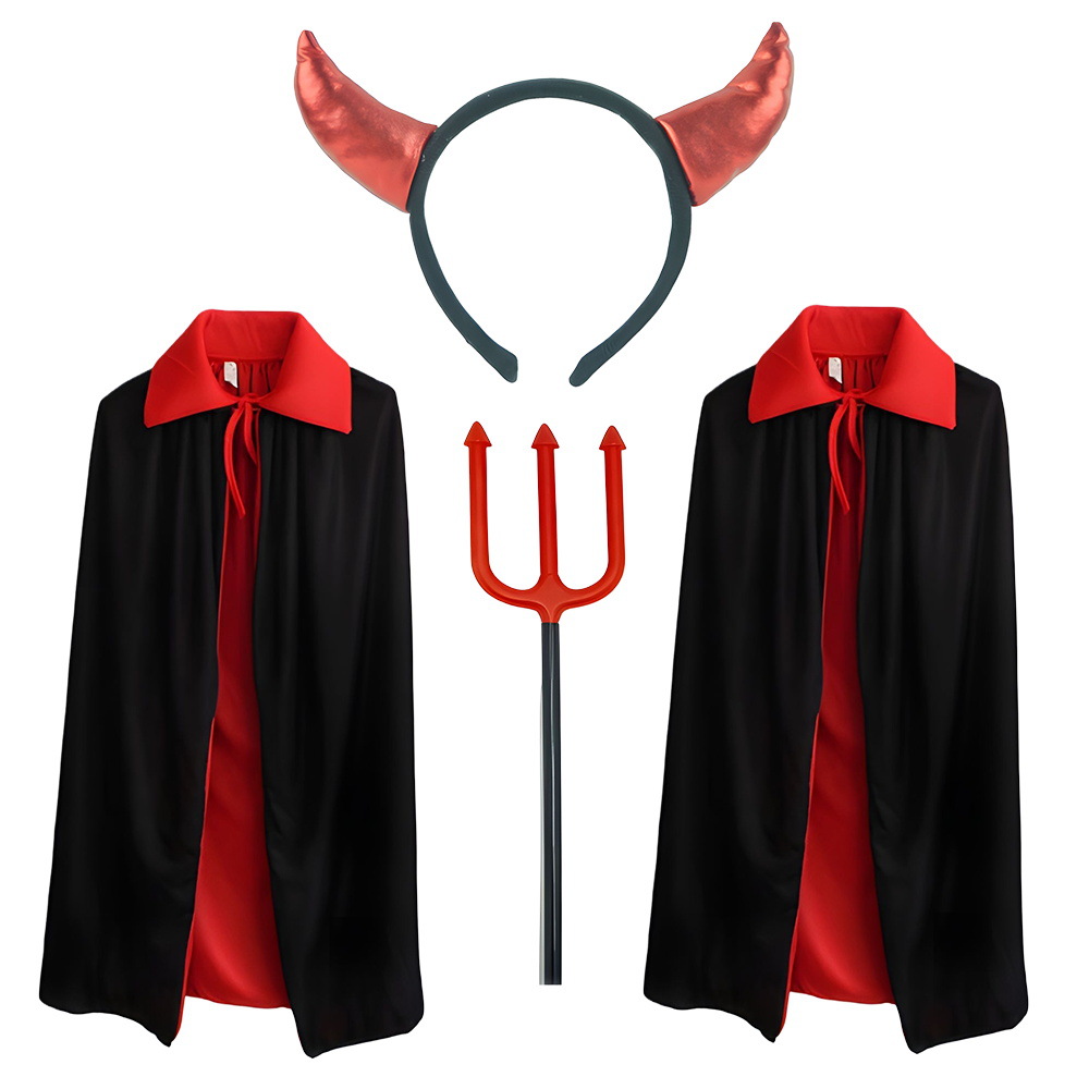 Set de Halloween para el Festival de los Fantasmas, diadema con cuernos de diablo, tridente, accesorios, alas de diablo, cola de diablo