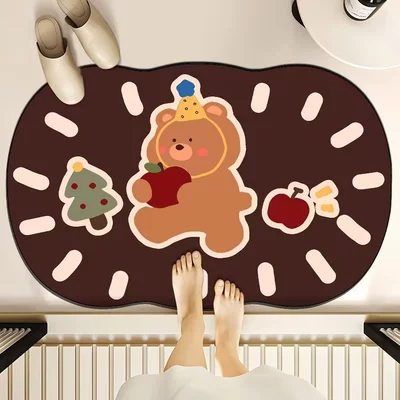 Avtomobil döşəmə paspasları — Household Toilet Water Absorbent Mat - hat-bear-4060cm-diatom-mud