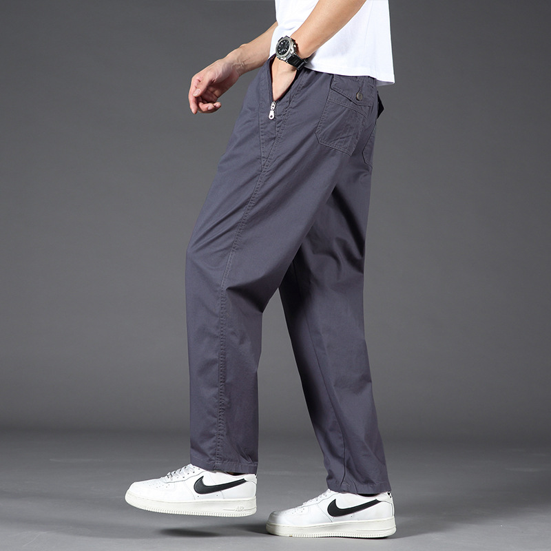 Pantalones de trabajo de algodón transfronterizo de hombre, pantalones largos casuales de piernas largas de primavera y verano delgados para hombres