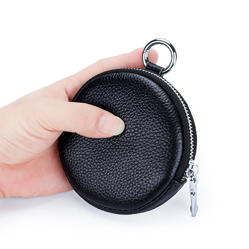 First-Layer Cowhide Coin Purse for Women 2026 New Style Round Small Bag Simple Earphone Storage Bag Bank Card Coin Bag
