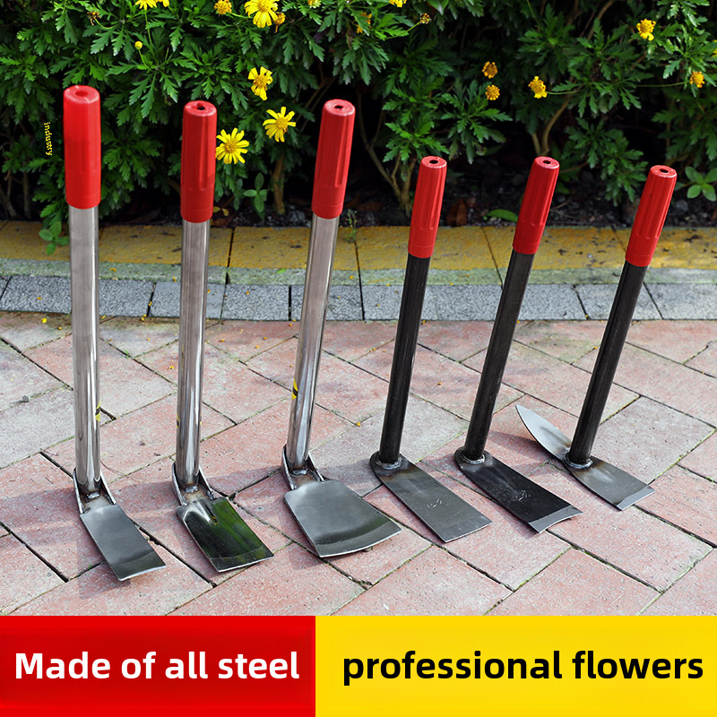 Stainless steel small hoe, flower planting, weeding, raking, vegetable planting, fishing, soil turning multi-functional full steel garden hoe