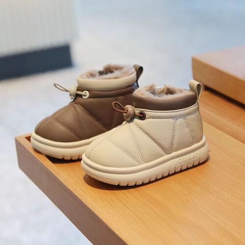 Baby Snow Boots with Fleece Warmth Short Boots Winter New Men and Women Children Cotton Shoes Soft Sole Baby Learning Rain Umbrella Fabric