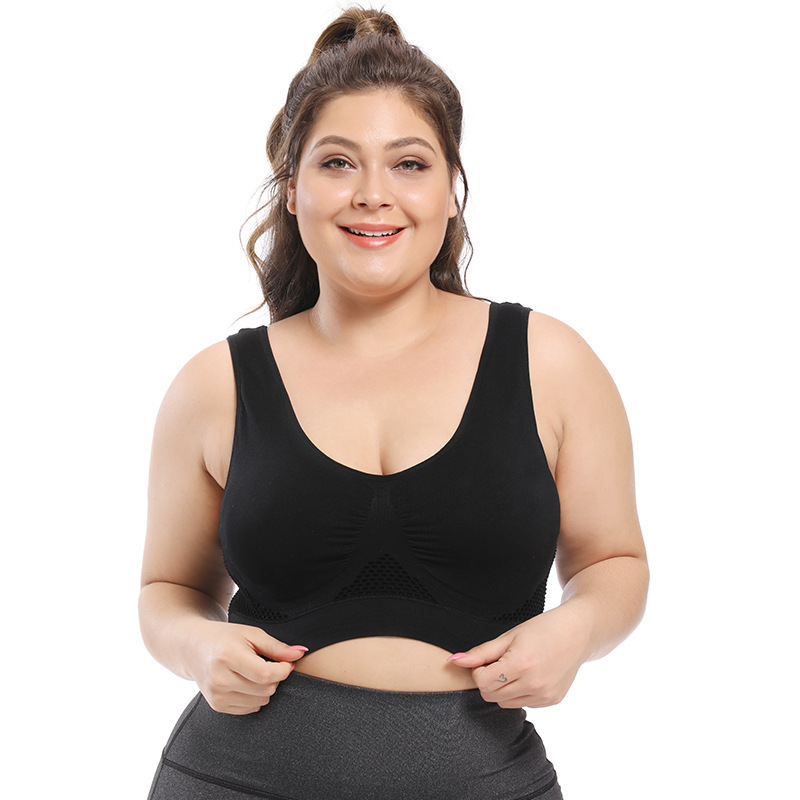 Sujetador deportivo 6 color hueco de malla transpirable agujero más tamaño Sujetador deportivo yoga de las mujeres corriendo ropa interior deportiva