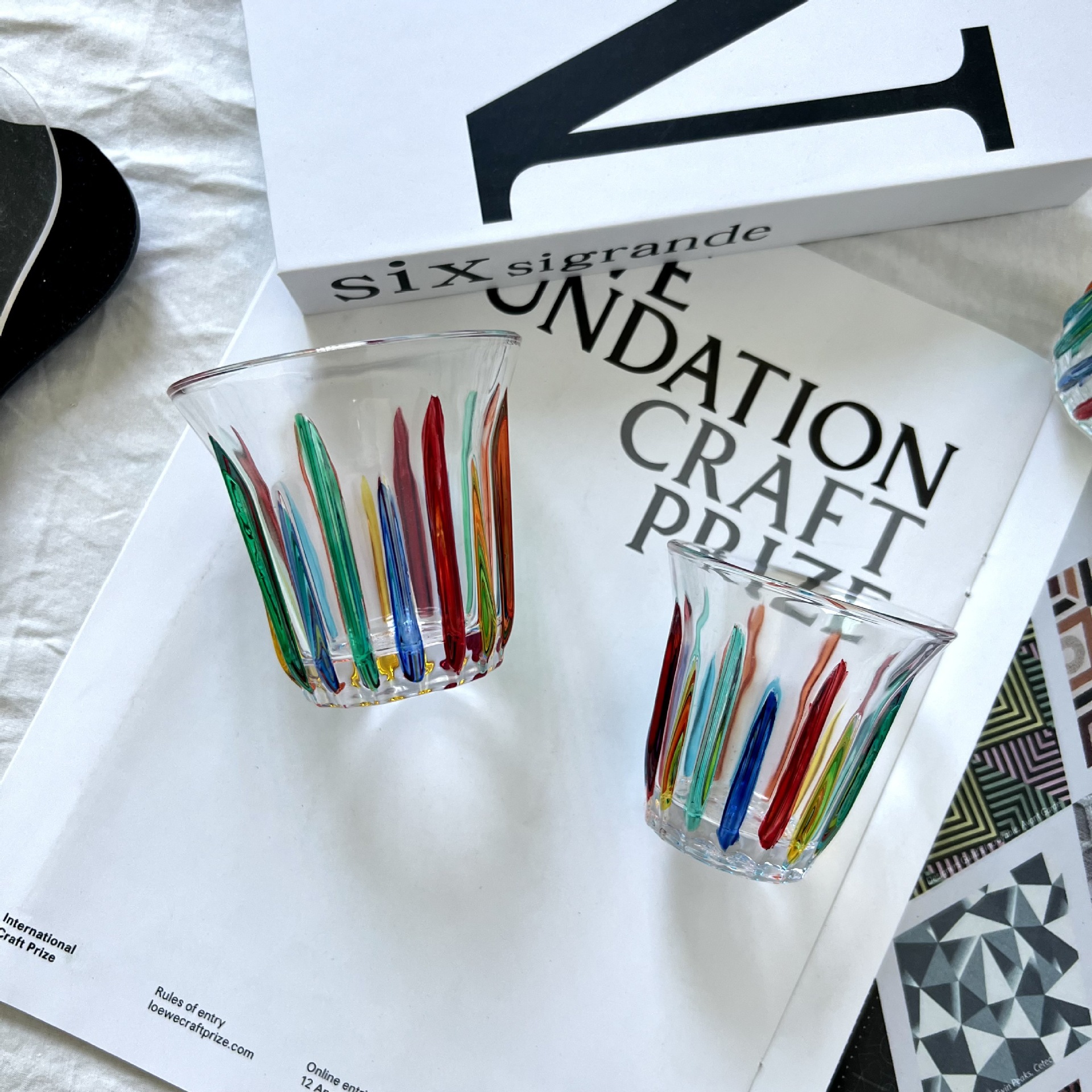 Taza de café pintada vidrio templado pintado a mano bombarderos americanos coloridos retrógrados transparentes sucios Latte Australia