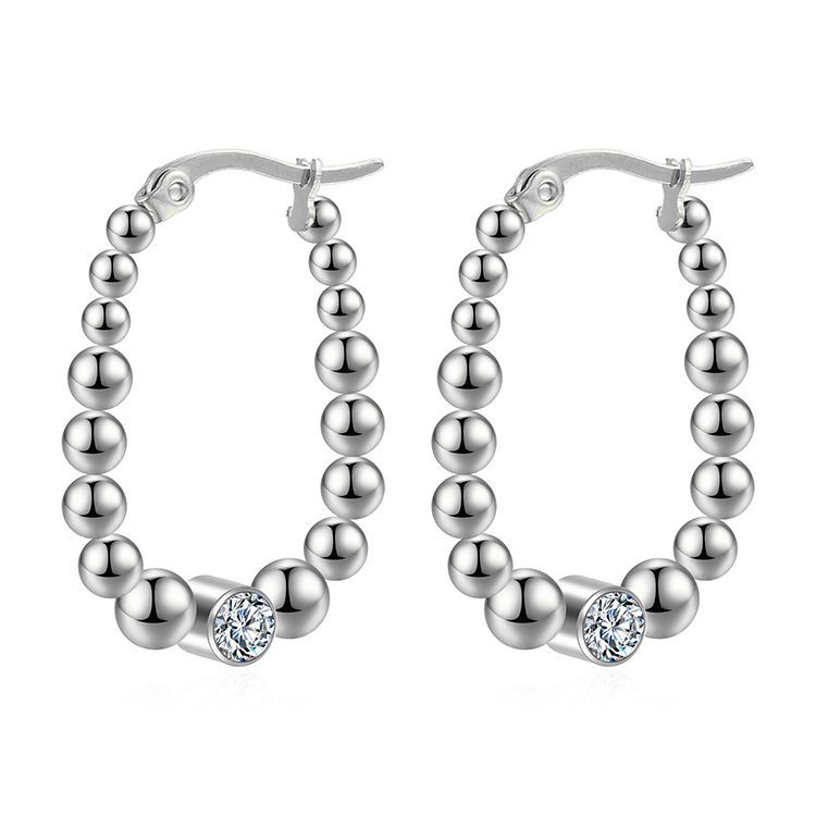 Pendientes de bola de acero inoxidable de moda europea y americana pendientes de bola de acero inoxidable retro de mujer de moda simple de acero de titanio de 18K pendientes