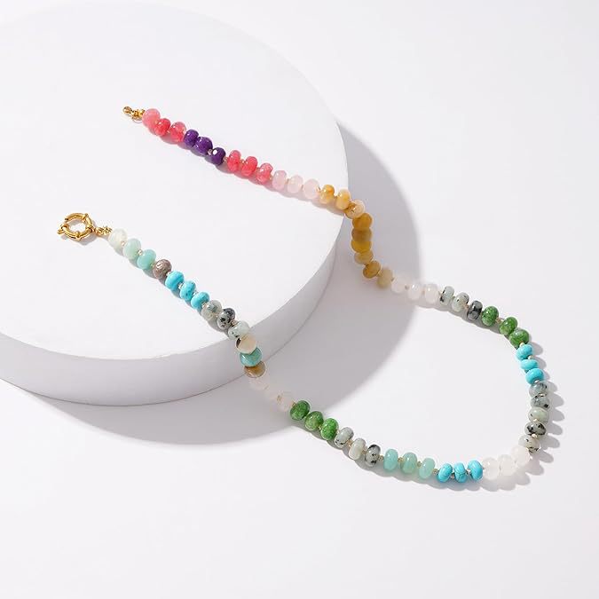 15g Weight Lobster Trigger Clasp Closure Clasp Closure Type Necklace Classification Beaded Chain Chain Type 1 Piece Quantity Daily, Street Occasion natural stone Material Geometric Pattern Women's Gender Simple Style Style Simple Style Geometric Natural Stone Beaded Chain Necklace 21