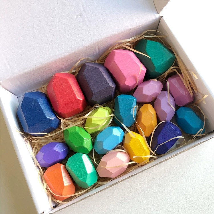 Красочная деревянная башня Montessori, конструктор, Дженга, игрушка, (跨境交易), раннее образование