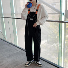 工装背带裤男春秋季潮牌ins日系复古休闲嘻哈个性宽松连体长裤子