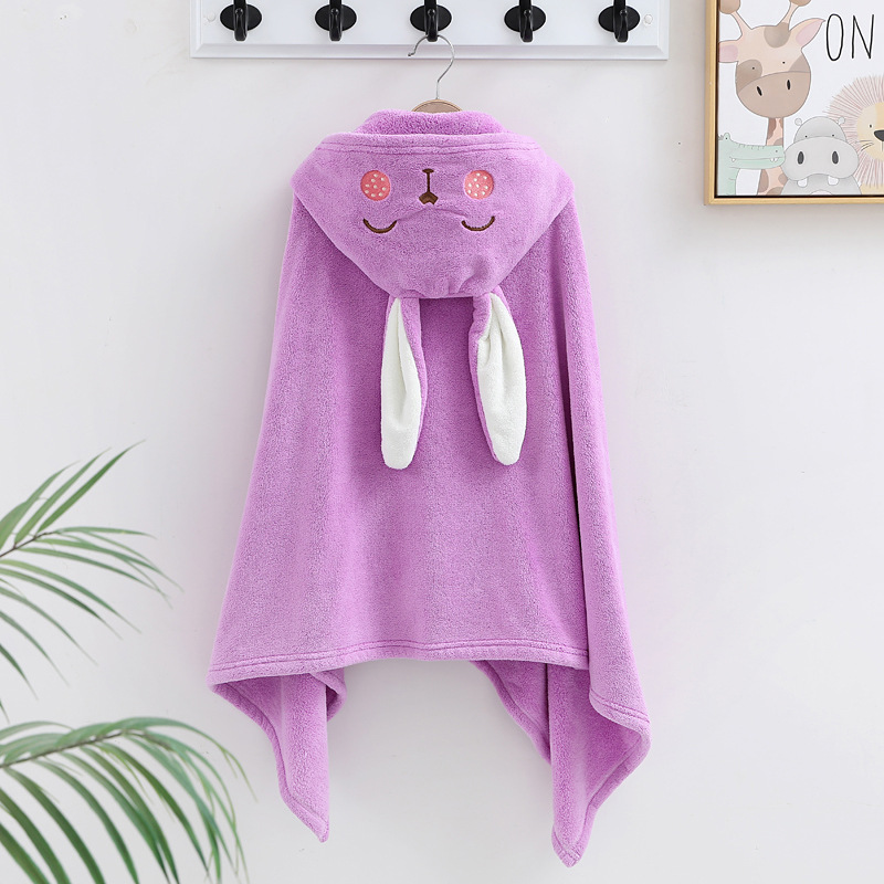 Coral fleece bebé usable Toalla de baño con capucha de dibujos animados capa de los niños Albornoz suave absorbente edredón infantil Toalla de baño
