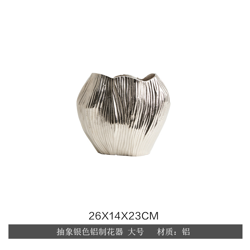 Lujo ligero indio, simple, aluminio, plata, cuencos, bandejas de frutas, adornos decorativos, macetas de flores de mesa en la Sala modelo