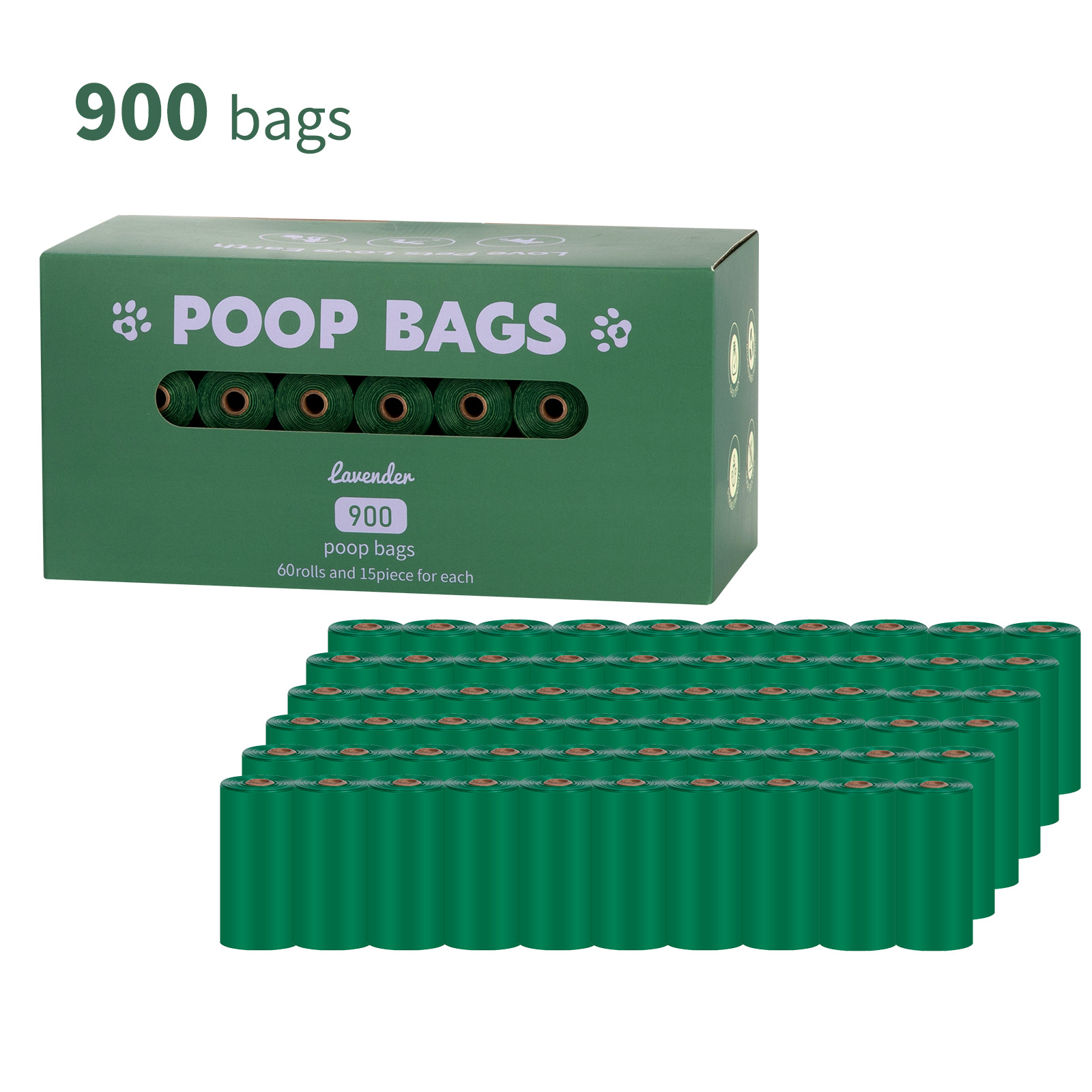 Nuevo medio ambiente biodegradable bolsa de basura de mascotas bolsa de basura distribuidor de bolsa de heces OPP caja de cabeza de fijación empaquetada bolsa de heces