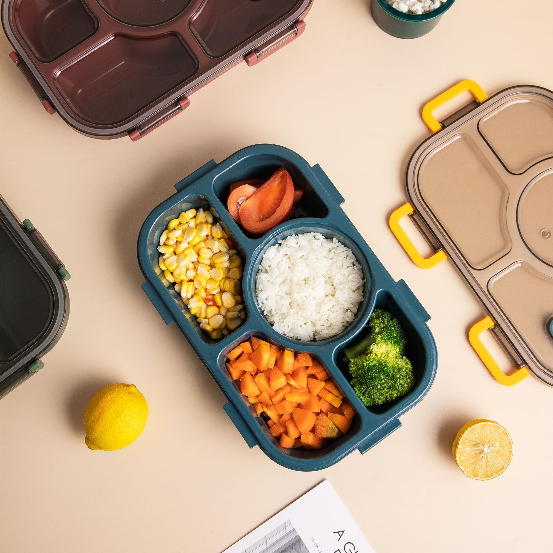 新款塑料饭盒学生成人分格便当盒可微波炉 上班族便携午餐盒LOGO