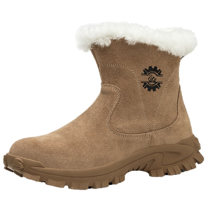 Invierno de lana de alta altura, zapatos de protección contra golpes, perforación, ligero, antideslizante, anti-desgaste, calentamiento y trabajo frío