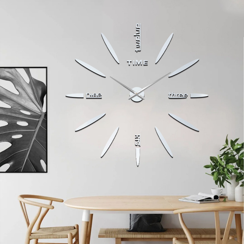 Reloj de pared 3D de lujo ligero, reloj en inglés de alta gama, decoración silenciosa para sala/dormitorio, moda simple