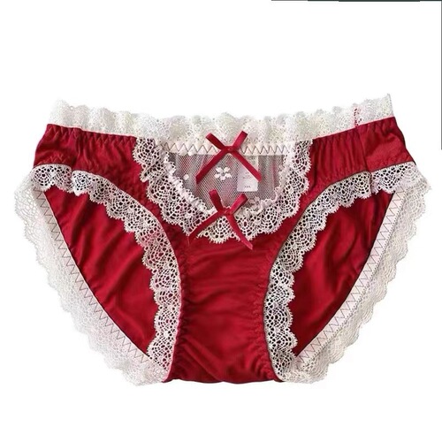 Heart-beating Lolita Japanese sexy maid lace panties for women soft and comfortable double bow low-waist briefs